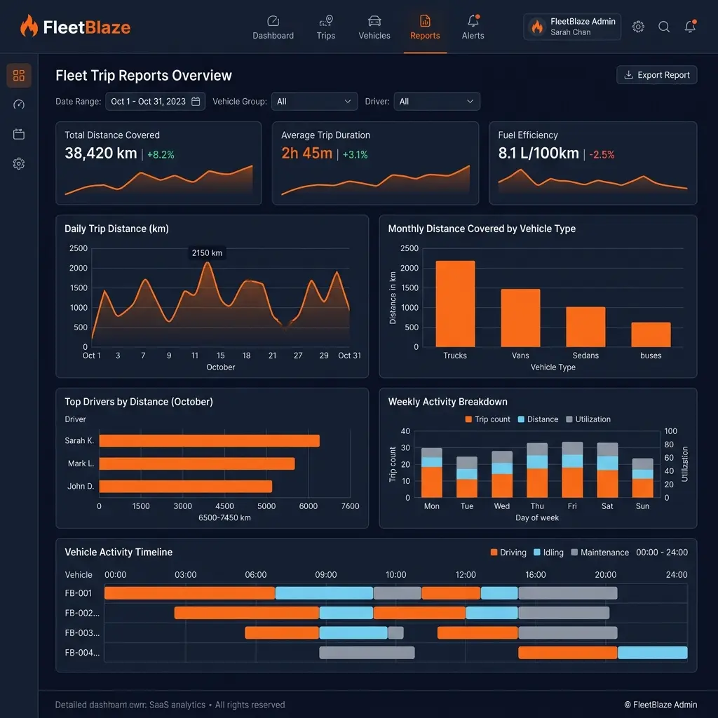 FleetBlaze analytics dashboard