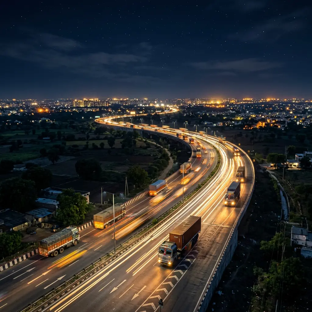 Indian highway at night — FleetBlaze fleet tracking