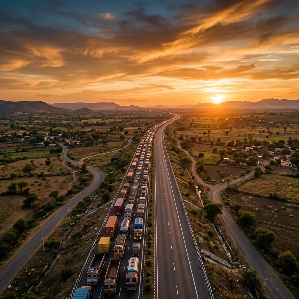 Fleet convoy on highway